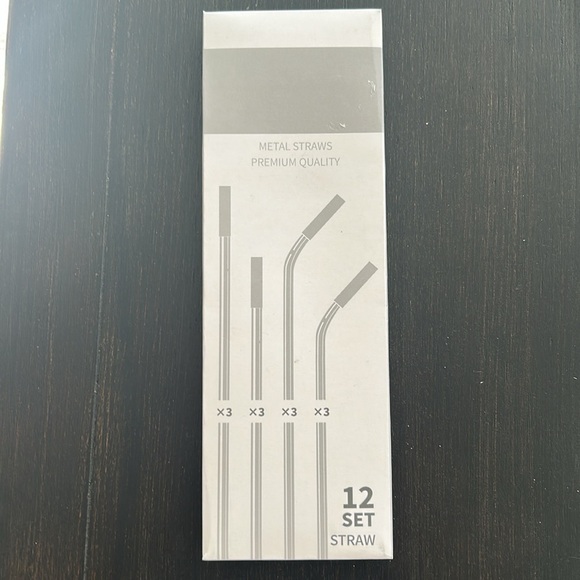 Source Unknown Other - 12 pack Black Metal Straws with Silicone Tips, Cleaning Brush and storage bag.…
